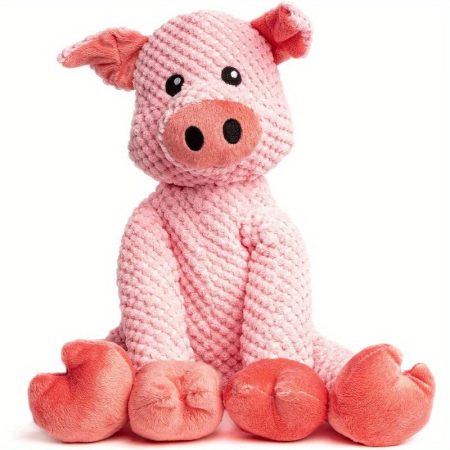 Interactive Floppy Pig Dog with Squeaker - Soft Chew Proof Pet Floppies, Pink &, for Small & Large Breeds - Durable Plush-like Chewer, Easy-Clean Puppy Toys for Teeth Cleaning & Solo Play, Playful Playtime, Cute Animal Design