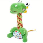 Large Squeaky Plush Dinosaur Chew Toy - No-Battery Squeaker, Heavy-Duty Dog Toy with Soft Rope Neck for Aggressive Chewers, Tug-of-War, Fetch, Puppy Teething - Green & Yellow Dinosaur, All Dog Breeds (Pitbulls, Huskies, Gordons) - Ideal Dog Birthday or Ch