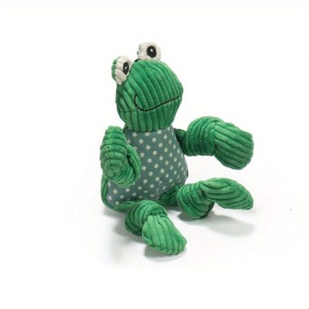 Kttie Plush Dog Toy - Squeaky Frog & Fergie Dog Stuffed Animal Toy with Green & White Polka Dot Design, Soft Long-Lasting Bones, Durable Plush Material for Small Medium Large Dogs, Interactive Play & Exercise, Without Battery